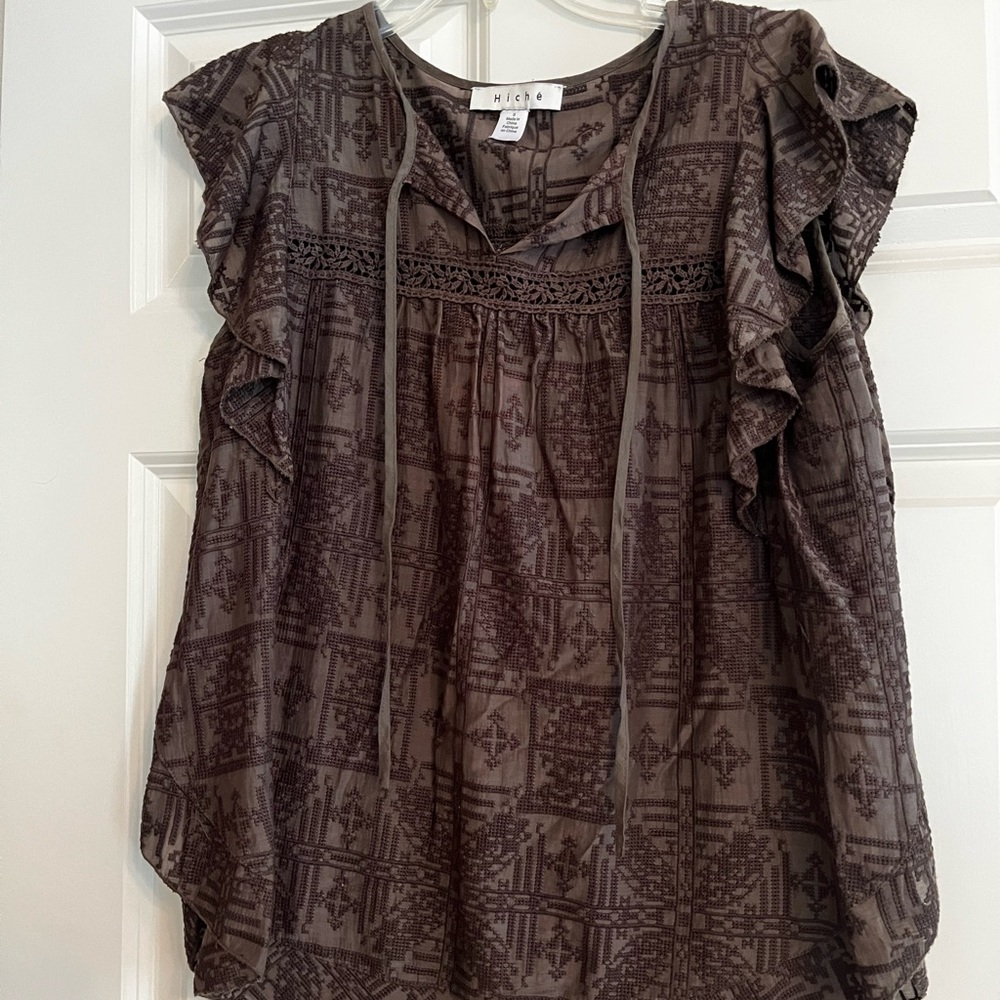 Hiche Olive Green Blouse